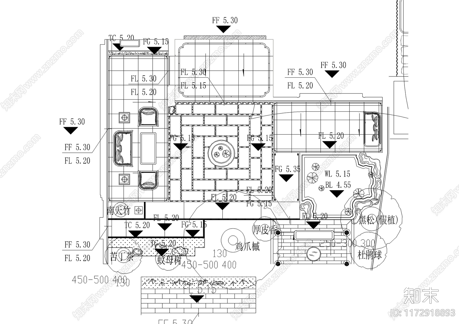 现代庭院cad施工图下载【ID:1172918893】