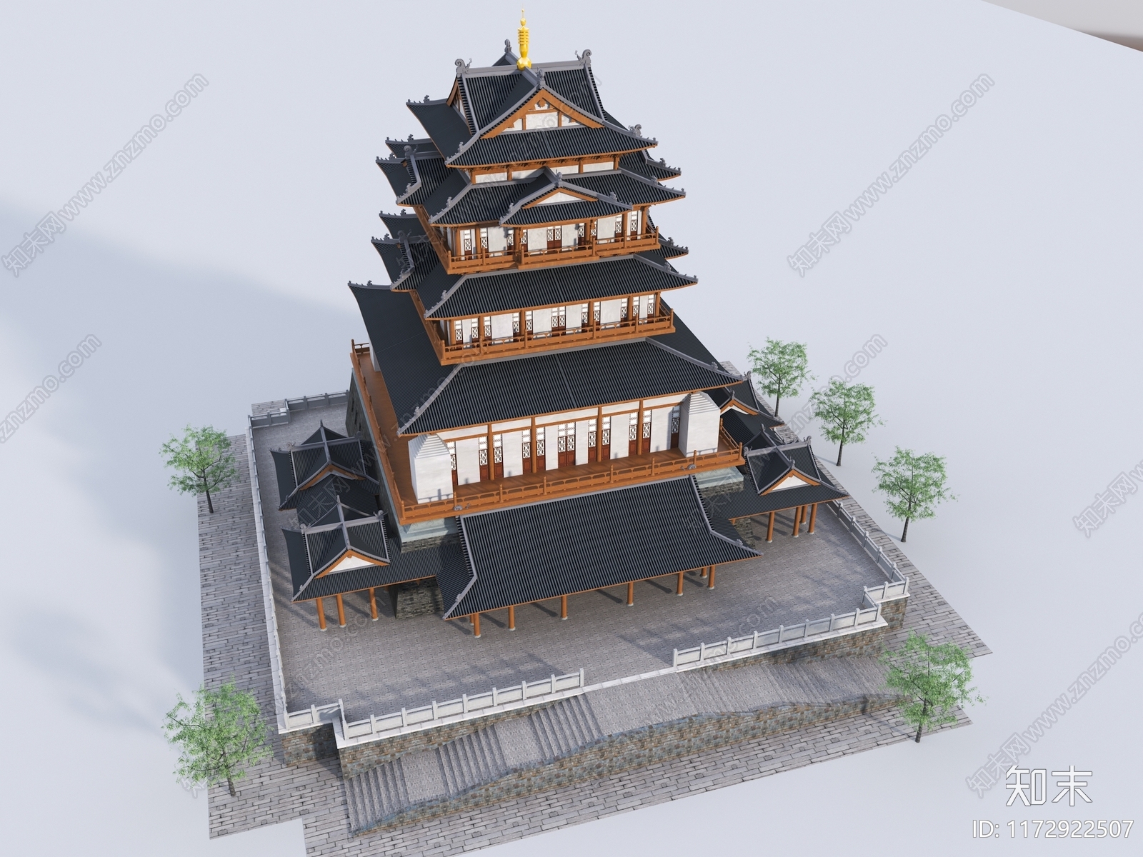 新中式中式古建3D模型下载【ID:1172922507】