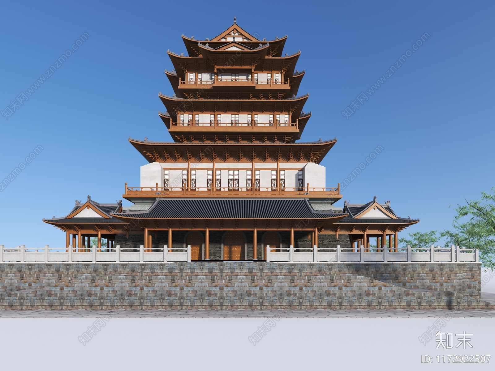 新中式中式古建3D模型下载【ID:1172922507】