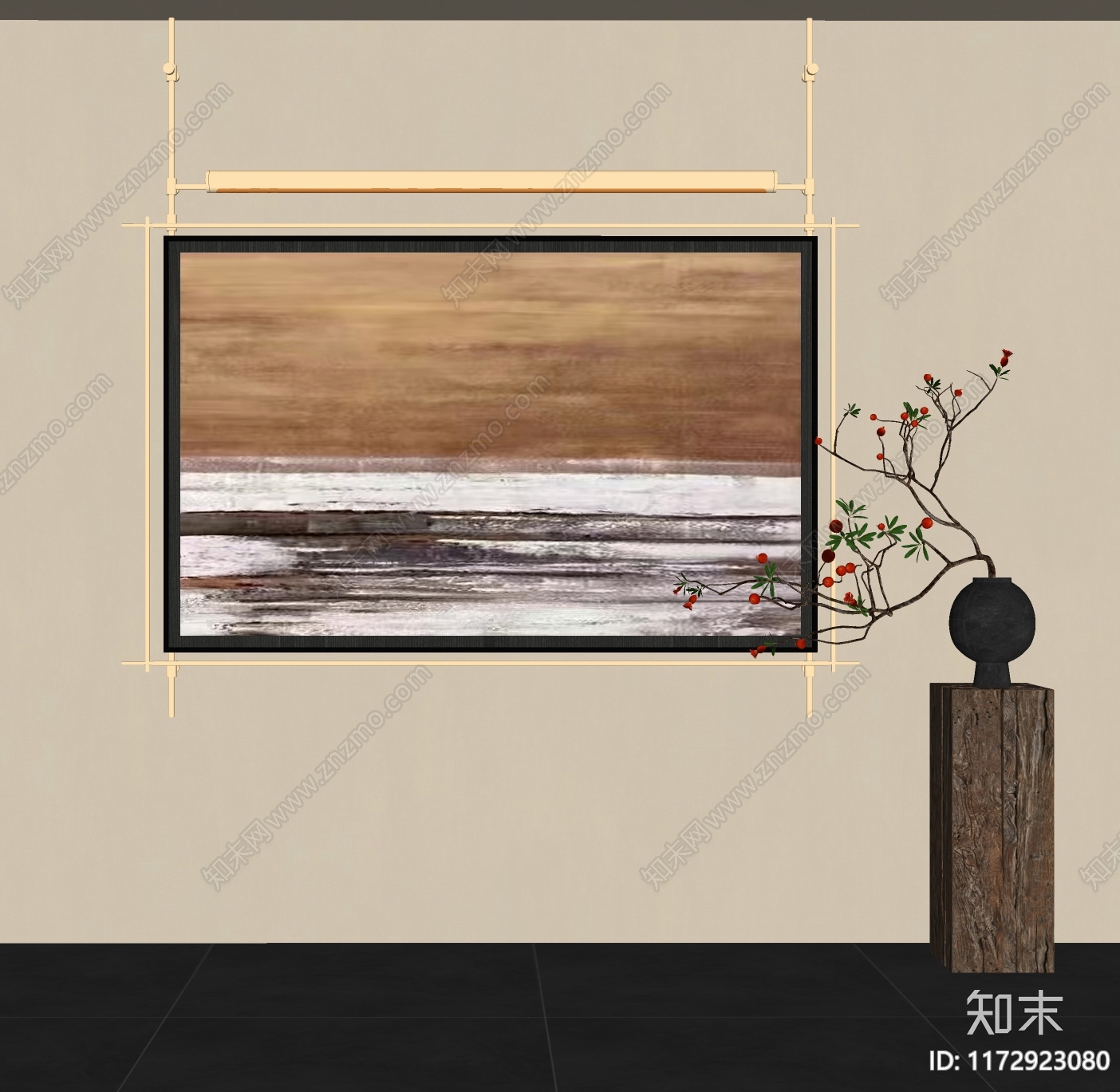 侘寂中古挂画SU模型下载【ID:1172923080】