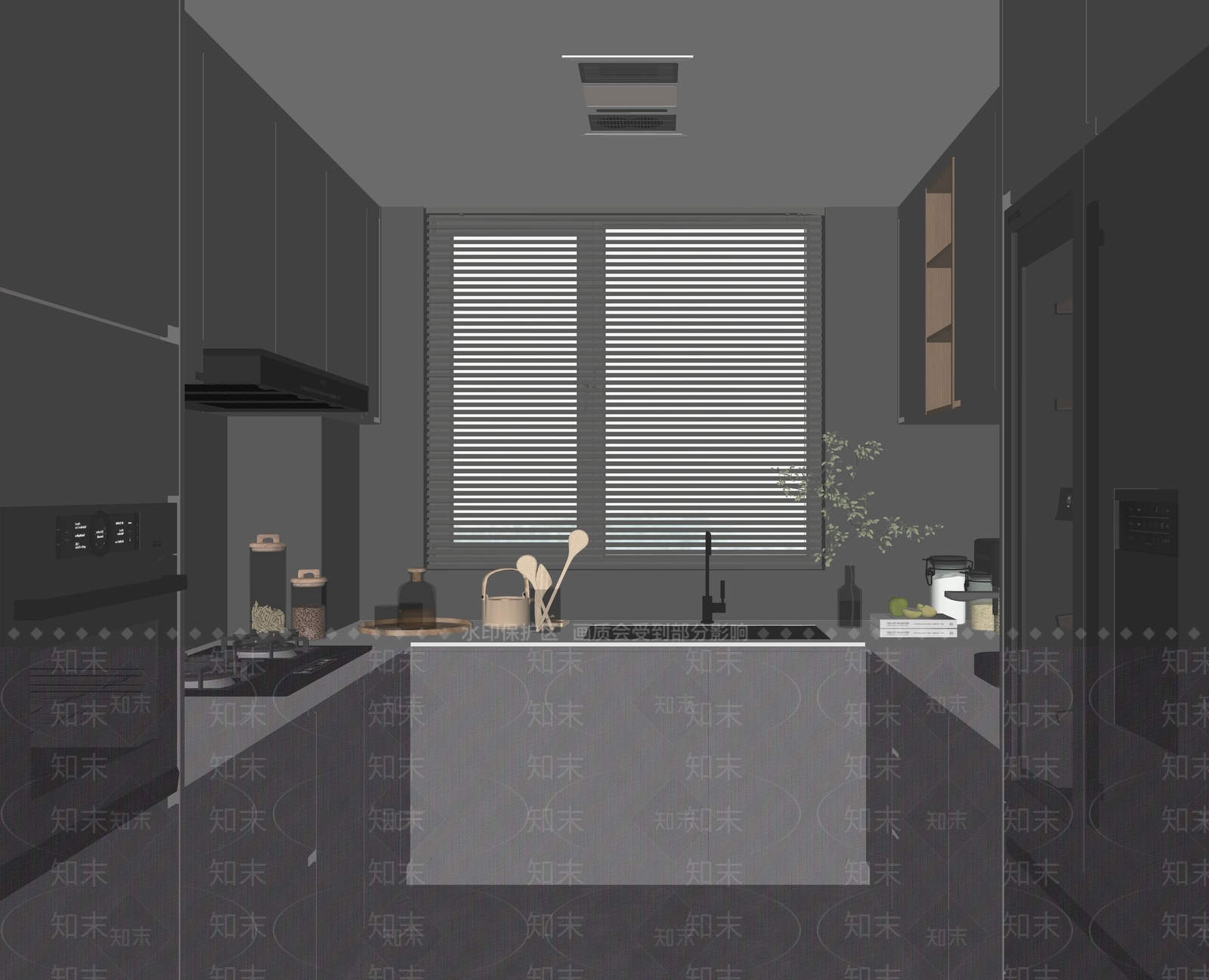 现代封闭式厨房SU模型下载【ID:1172926246】
