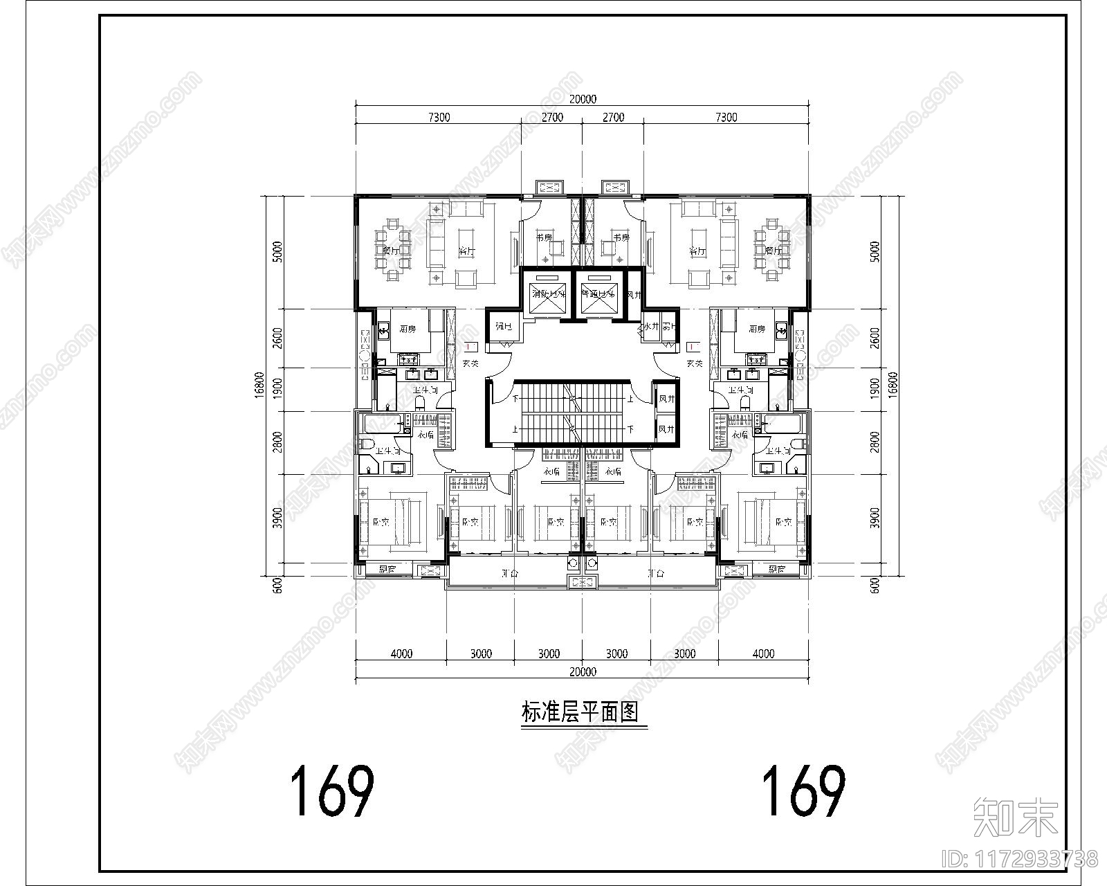 现代住宅楼建筑cad施工图下载【ID:1172933738】