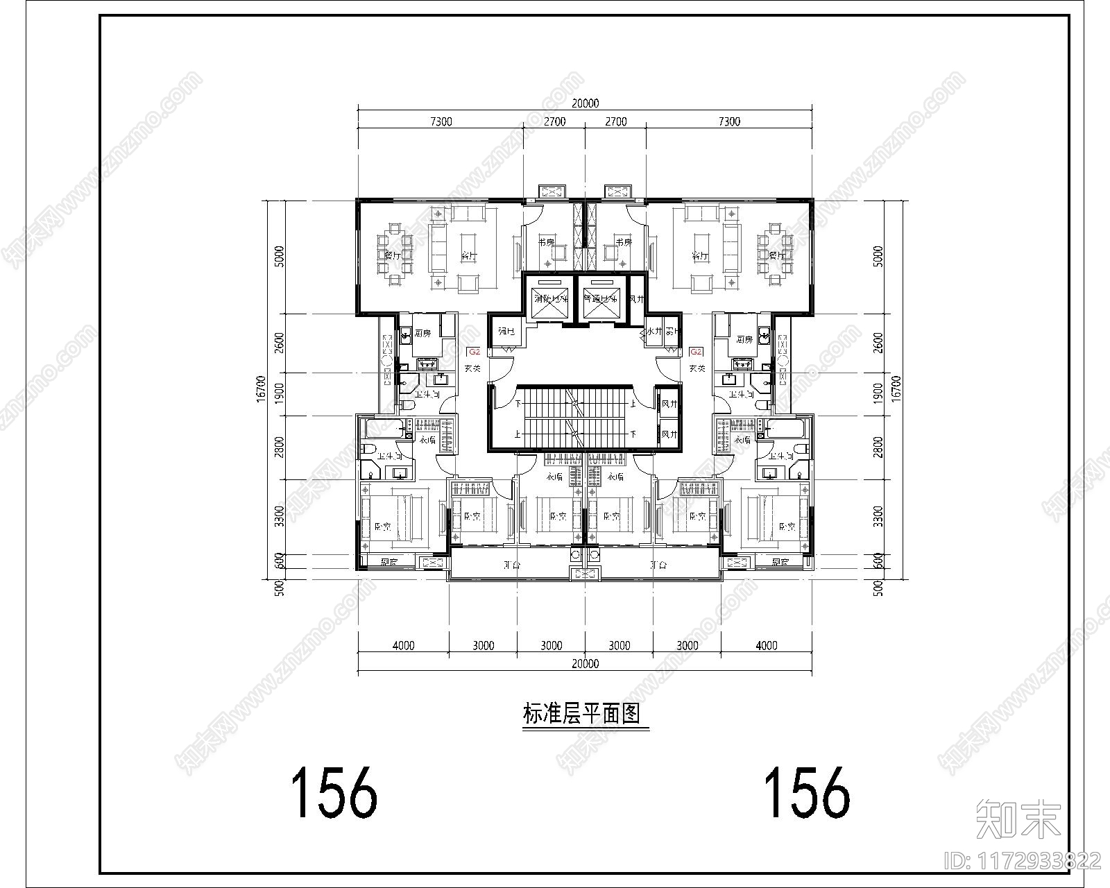 现代住宅楼建筑cad施工图下载【ID:1172933822】