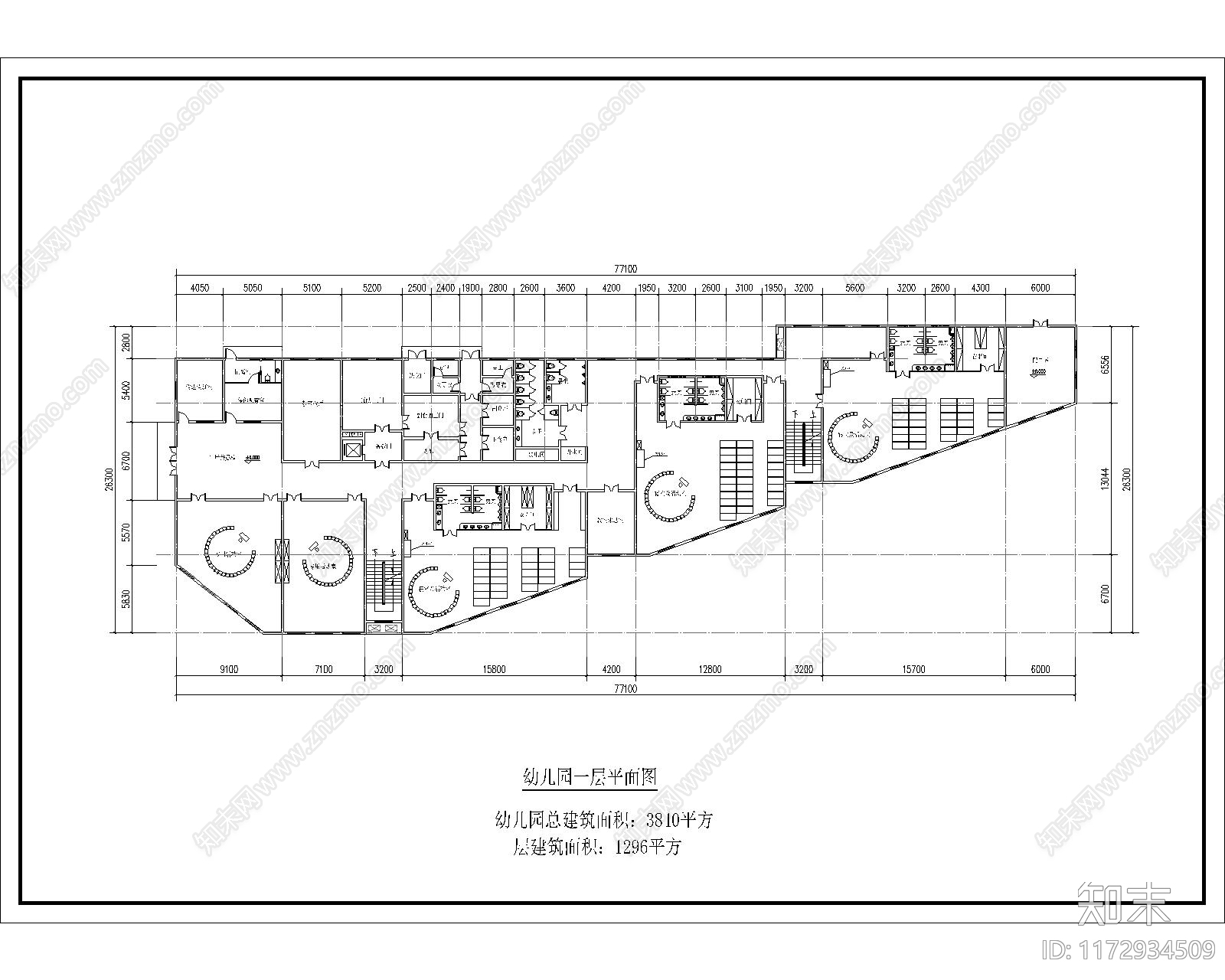 现代幼儿园建筑cad施工图下载【ID:1172934509】