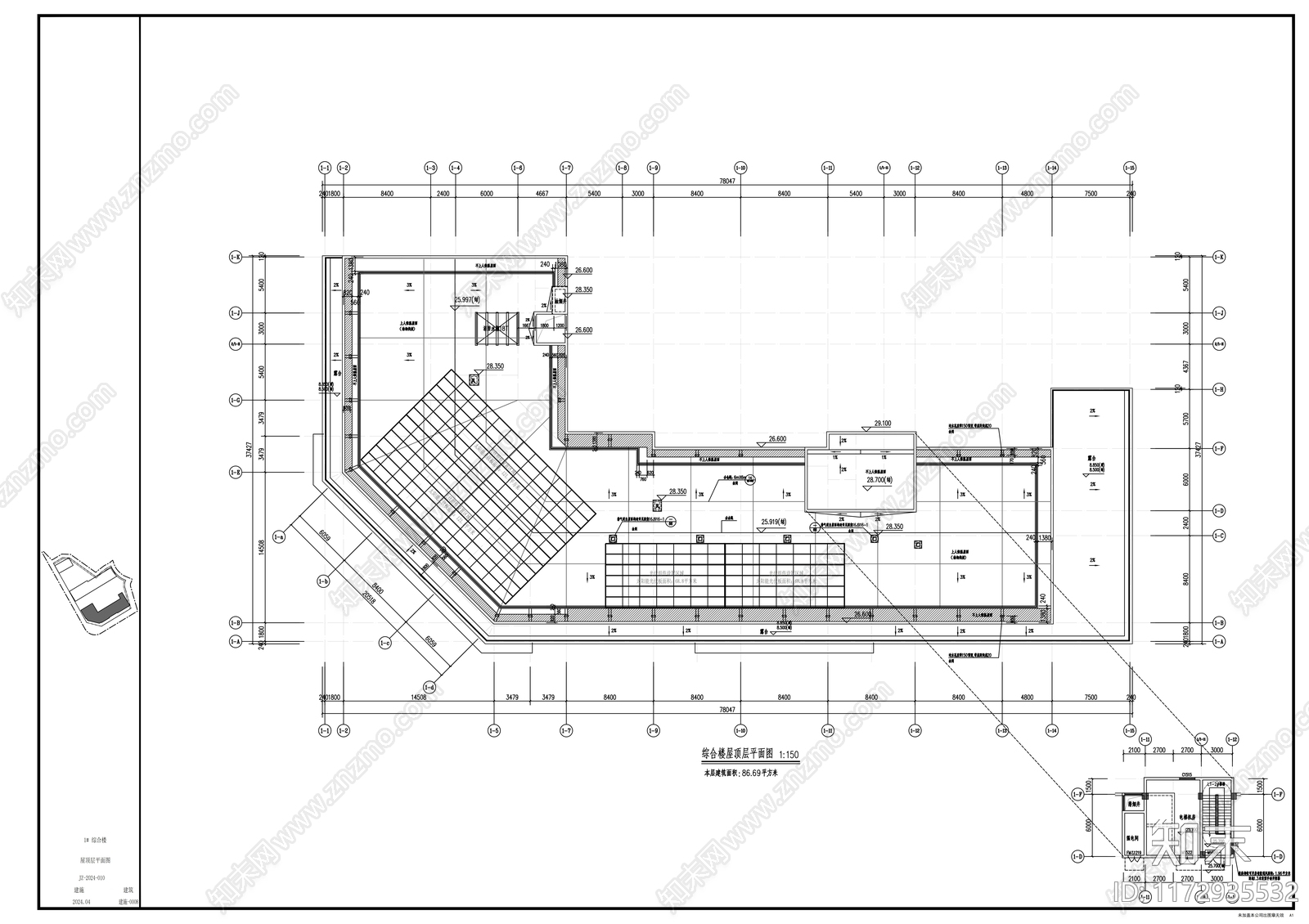 现代办公楼建筑施工图下载【ID:1172935532】