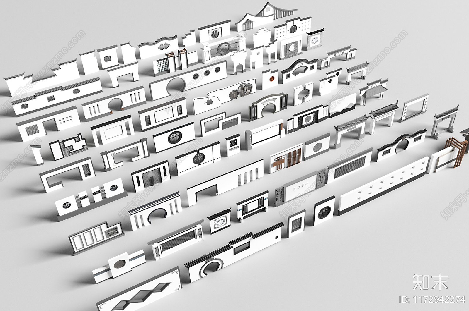 新中式中式景墙3D模型下载【ID:1172942274】