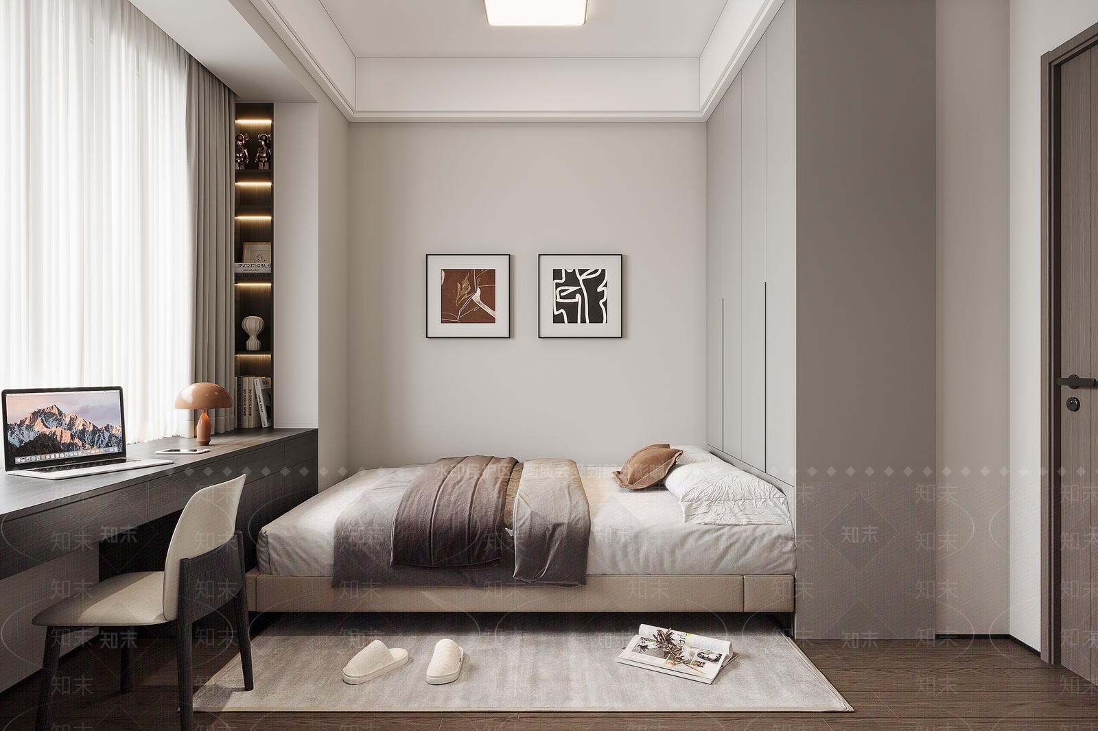 现代简约榻榻米卧室3D模型下载【ID:1172948603】