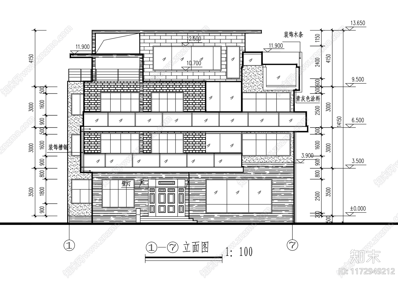 现代别墅建筑施工图下载【ID:1172949212】