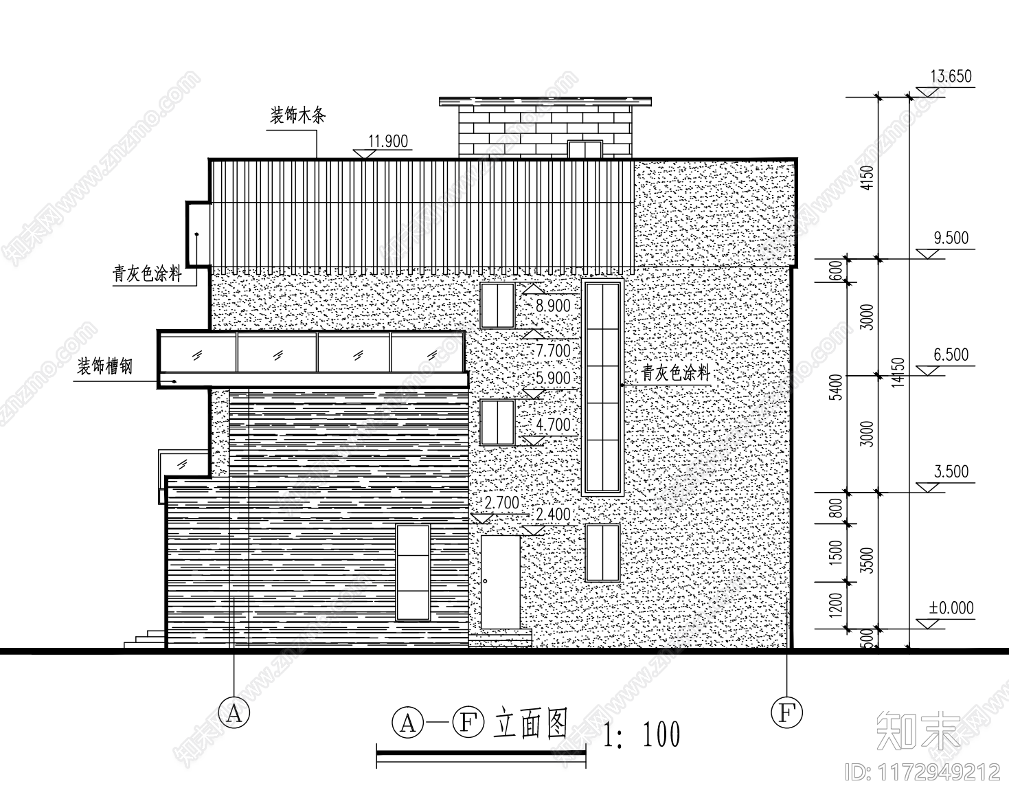 现代别墅建筑施工图下载【ID:1172949212】