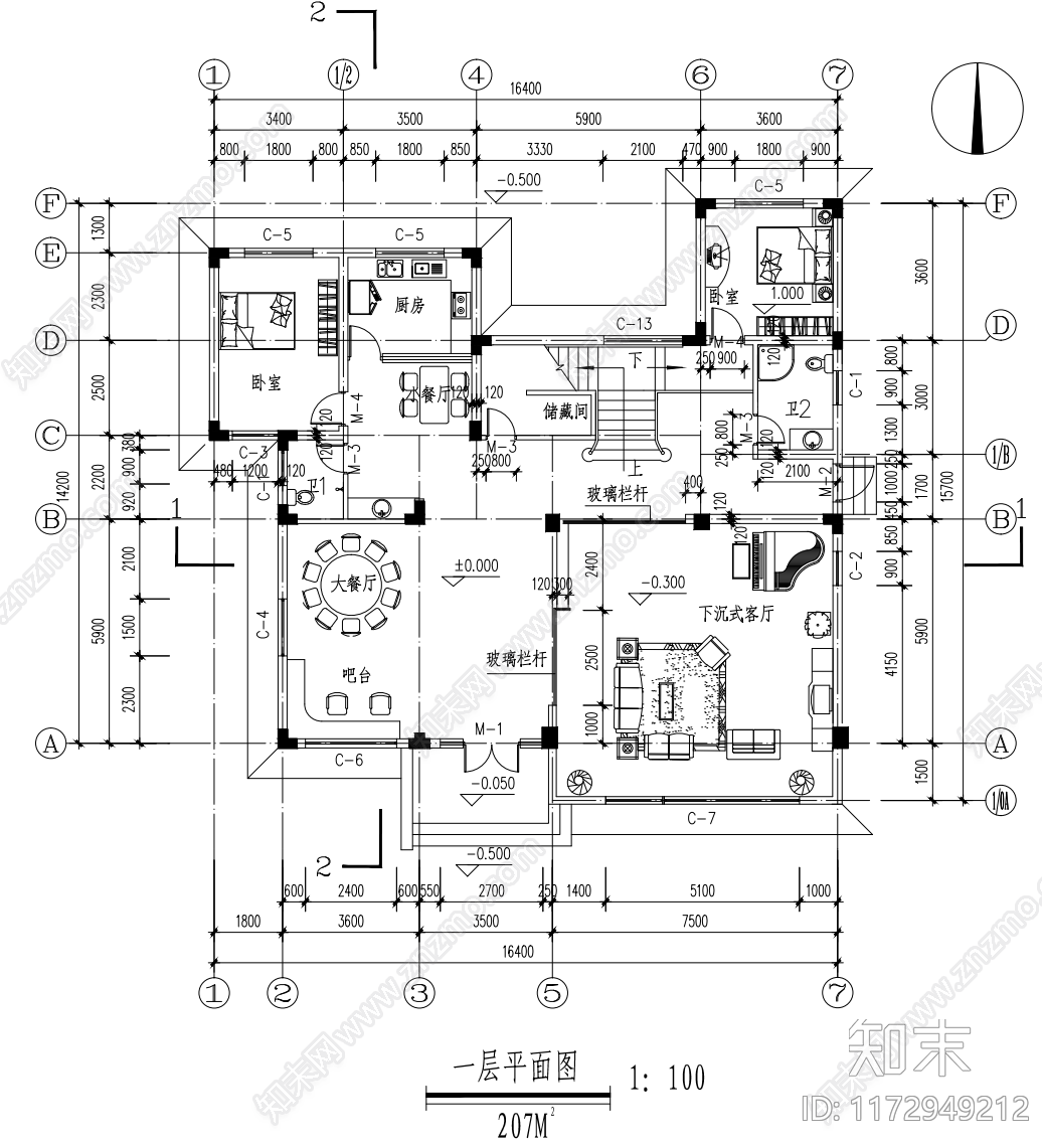 现代别墅建筑施工图下载【ID:1172949212】