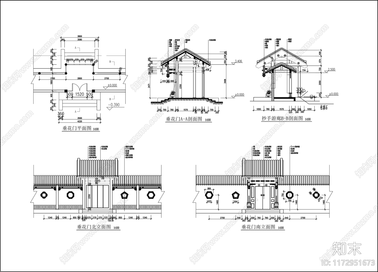 中式四合院cad施工图下载【ID:1172951673】