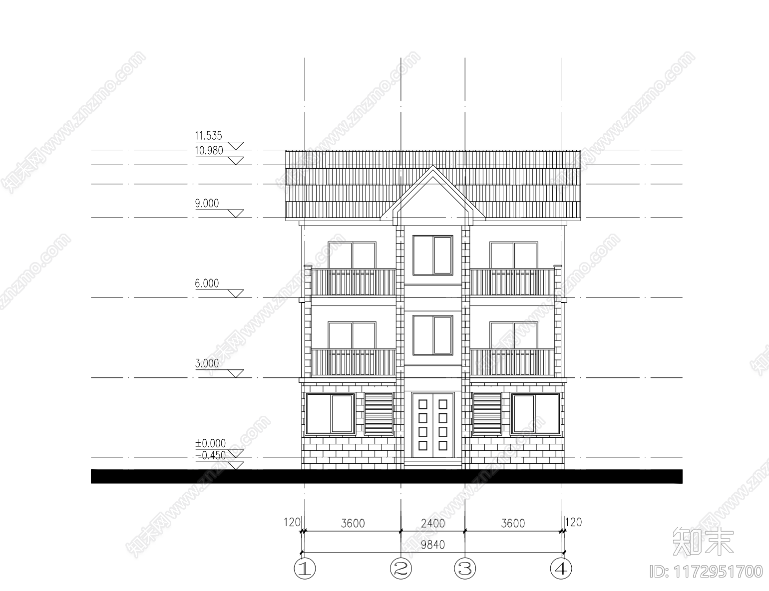 现代别墅建筑施工图下载【ID:1172951700】