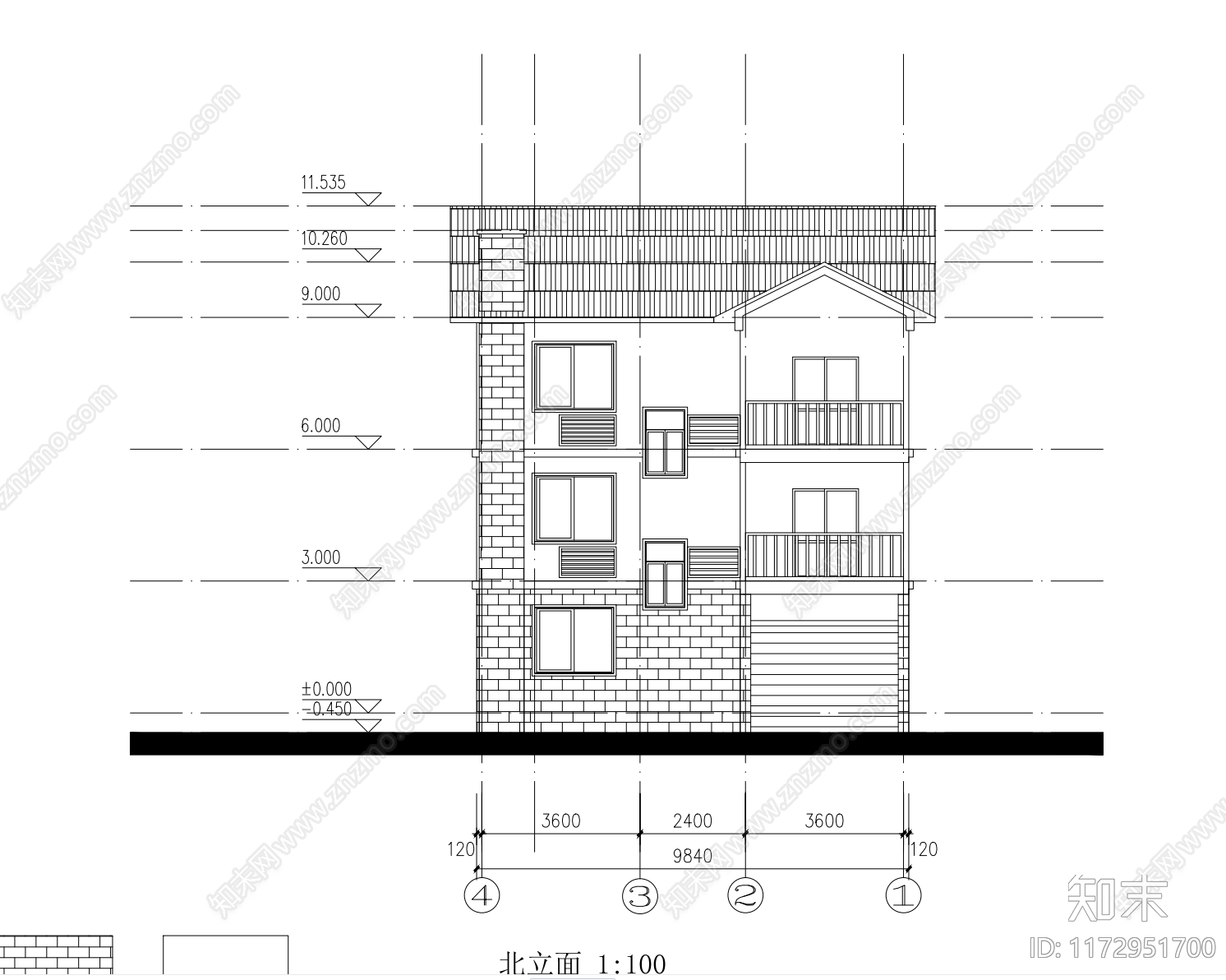 现代别墅建筑施工图下载【ID:1172951700】