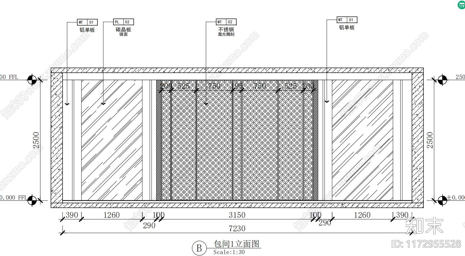 现代办公室cad施工图下载【ID:1172955528】