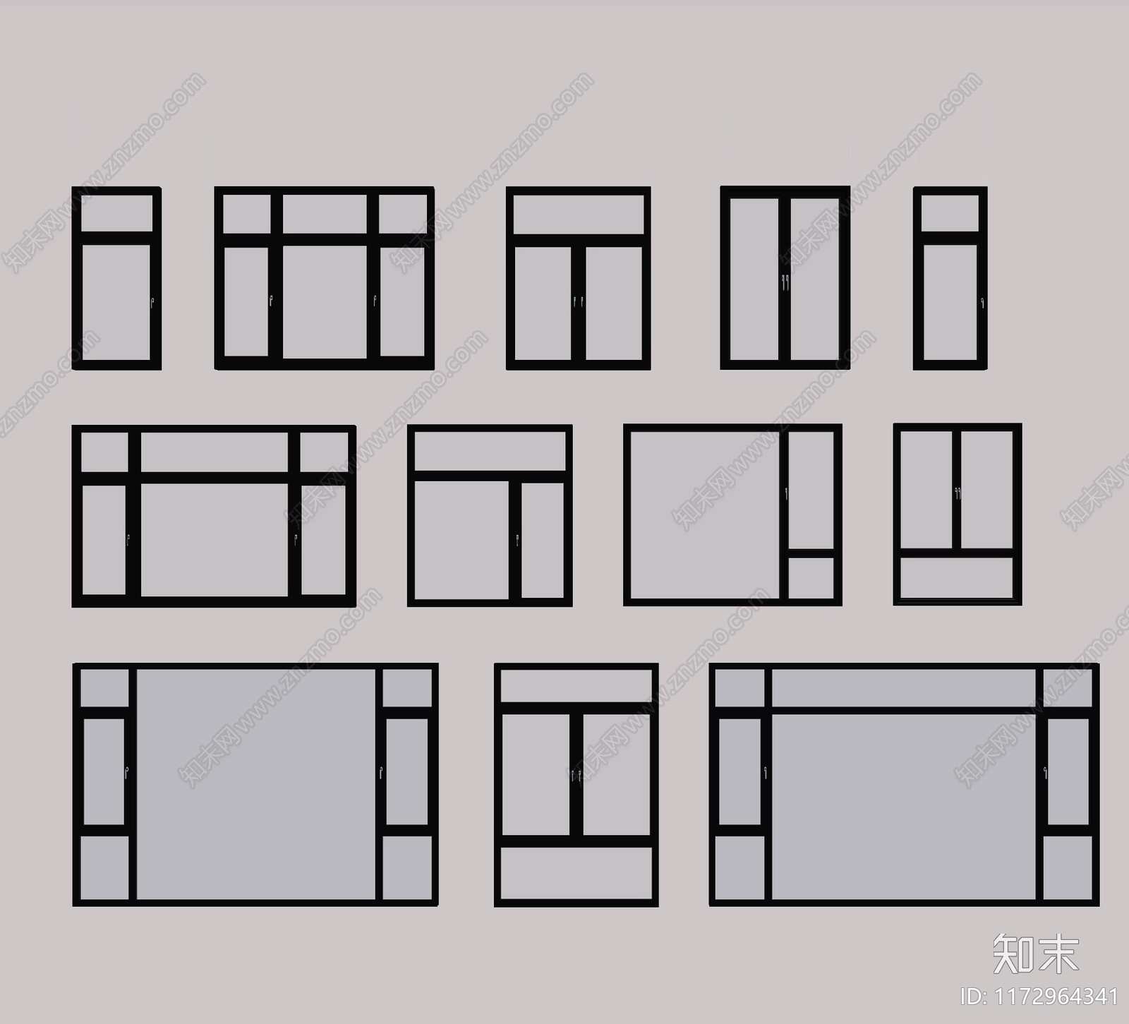 现代窗户组合SU模型下载【ID:1172964341】