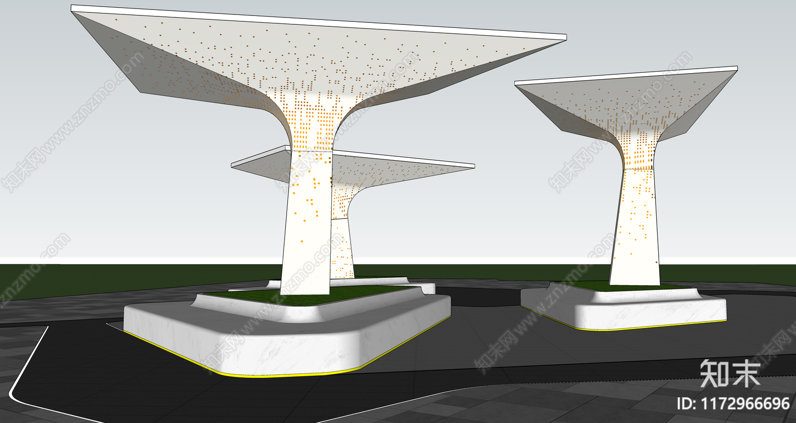 现代广场景观SU模型下载【ID:1172966696】