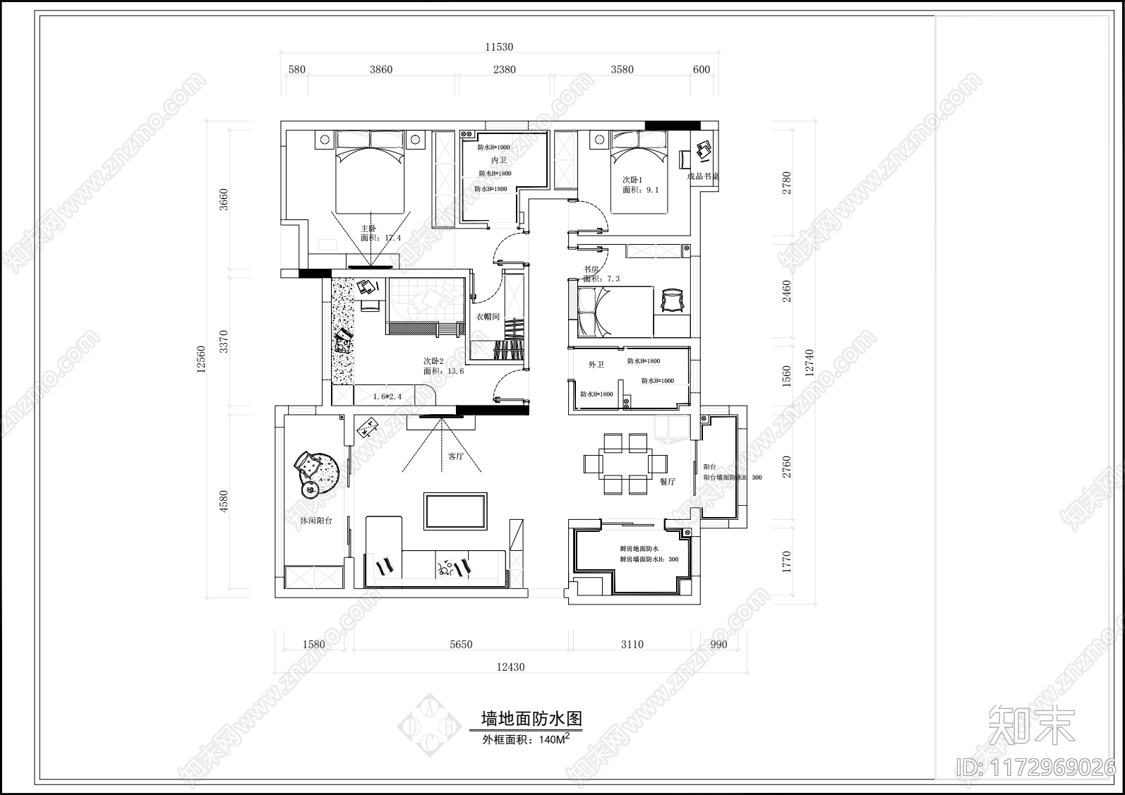 现代新中式整体家装空间cad施工图下载【ID:1172969026】