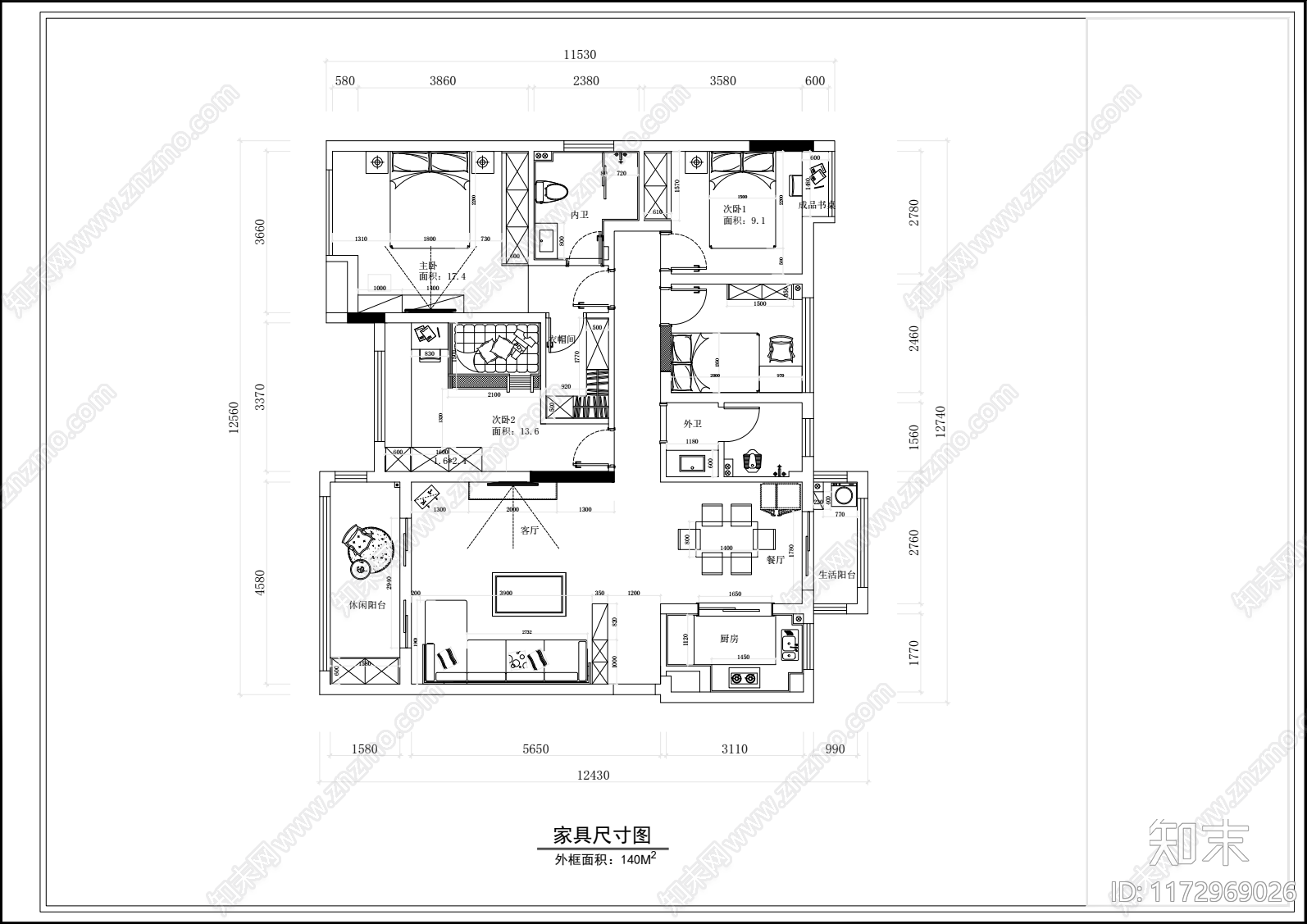 现代新中式整体家装空间cad施工图下载【ID:1172969026】