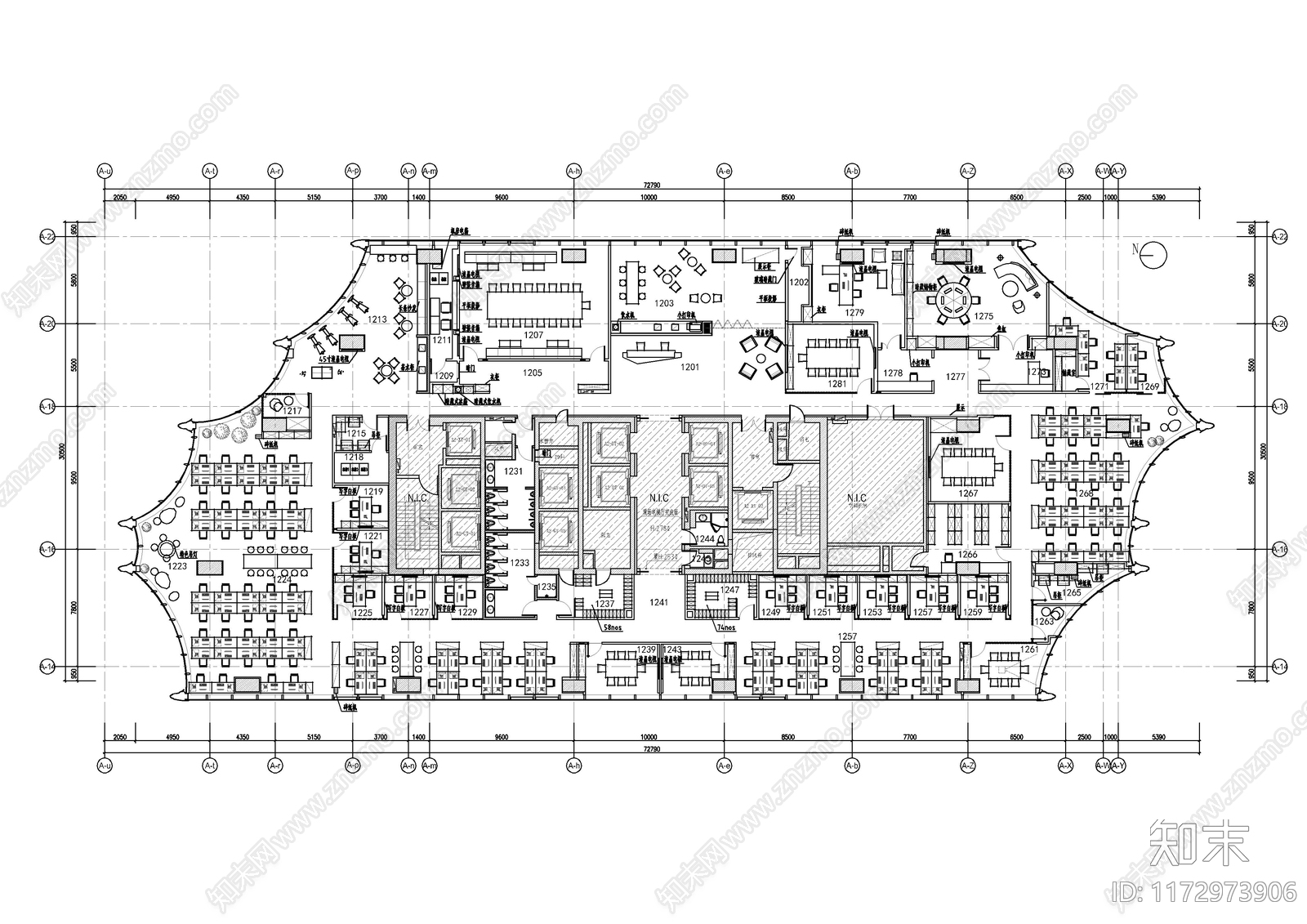 现代整体办公空间施工图下载【ID:1172973906】