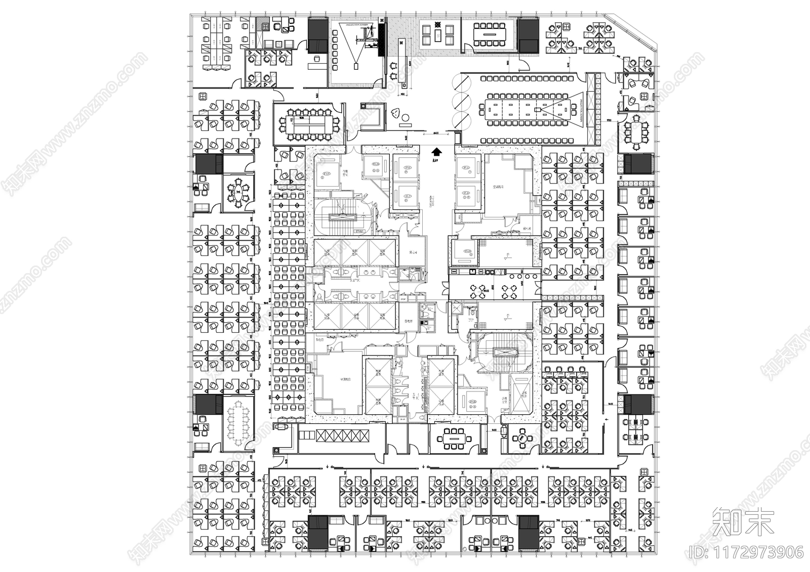 现代整体办公空间施工图下载【ID:1172973906】