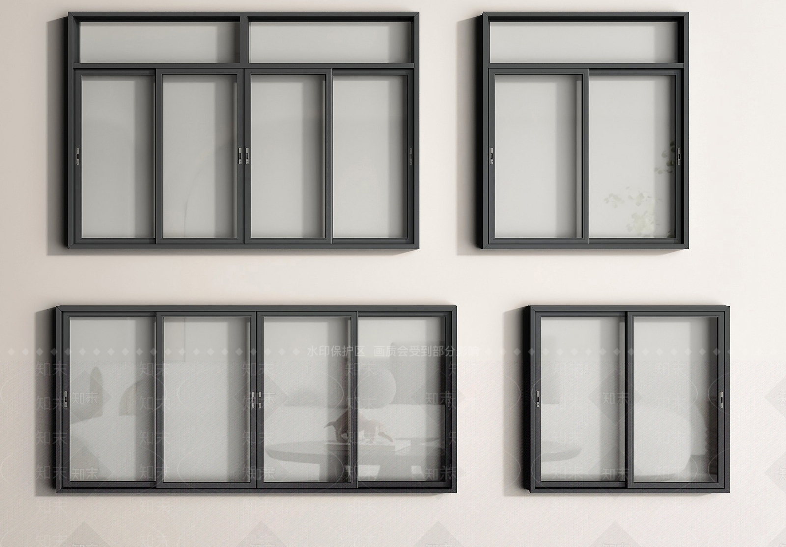 现代推拉窗SU模型下载【ID:1172974415】