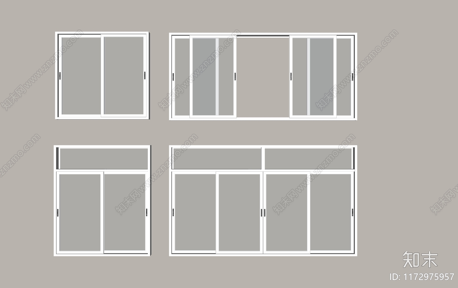 现代推拉窗SU模型下载【ID:1172975957】