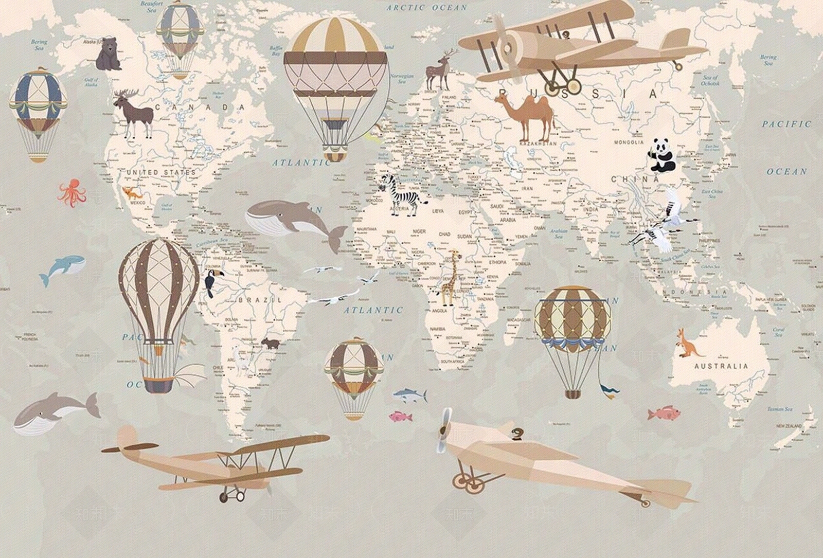 现代美式壁纸贴图下载【ID:1172977121】