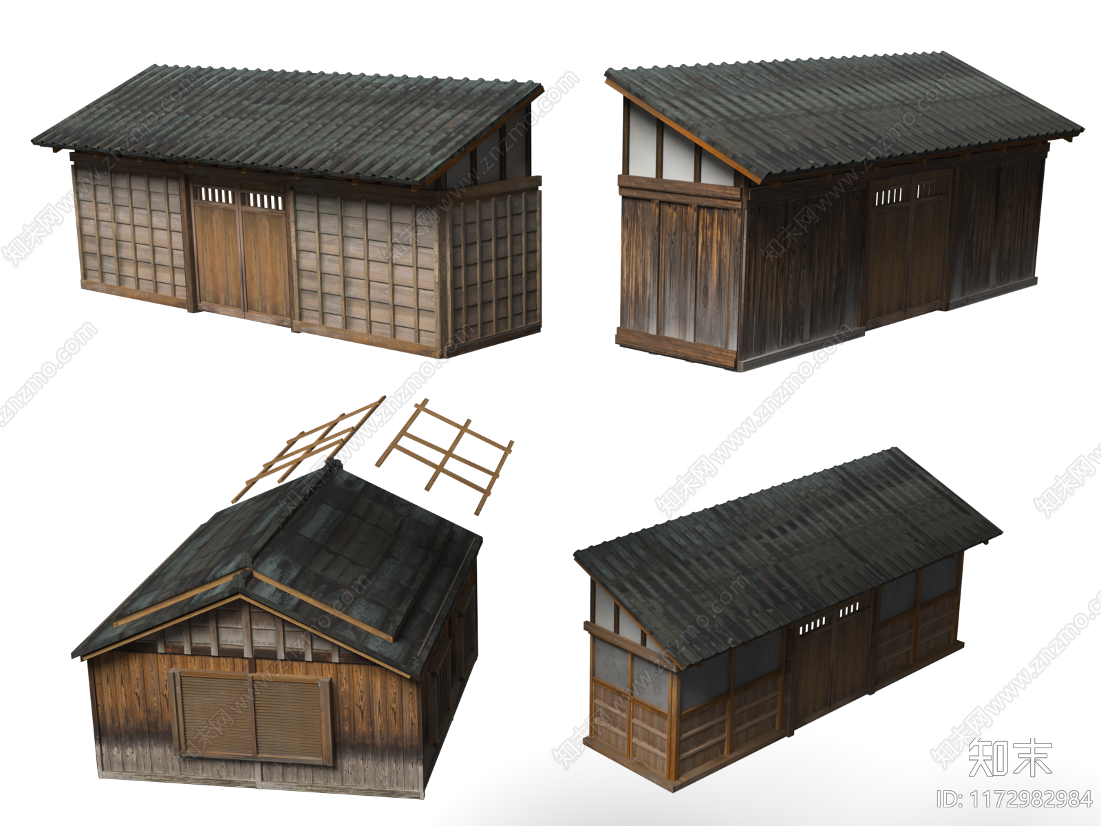 日式中式古建3D模型下载【ID:1172982984】