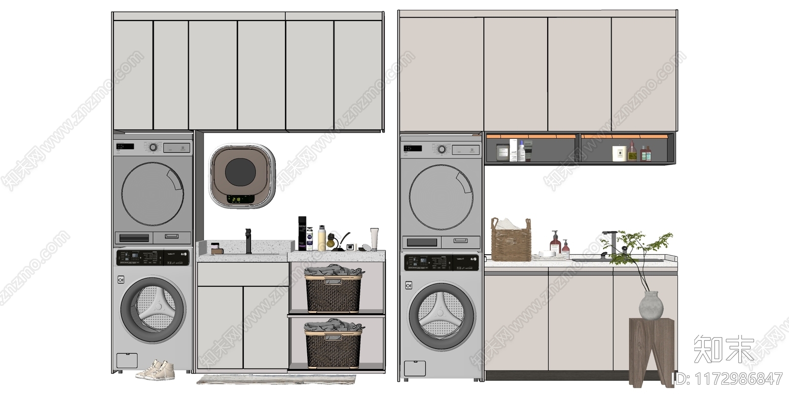 现代洗衣机柜SU模型下载【ID:1172986847】