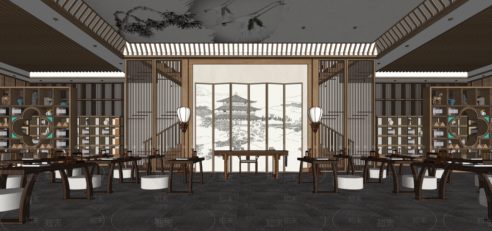 新中式其他文化空间SU模型下载【ID:1172988763】