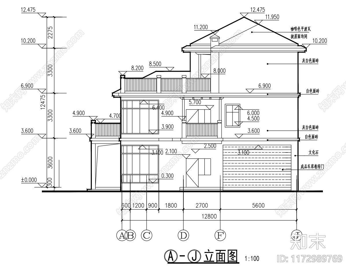 现代别墅建筑施工图下载【ID:1172989769】