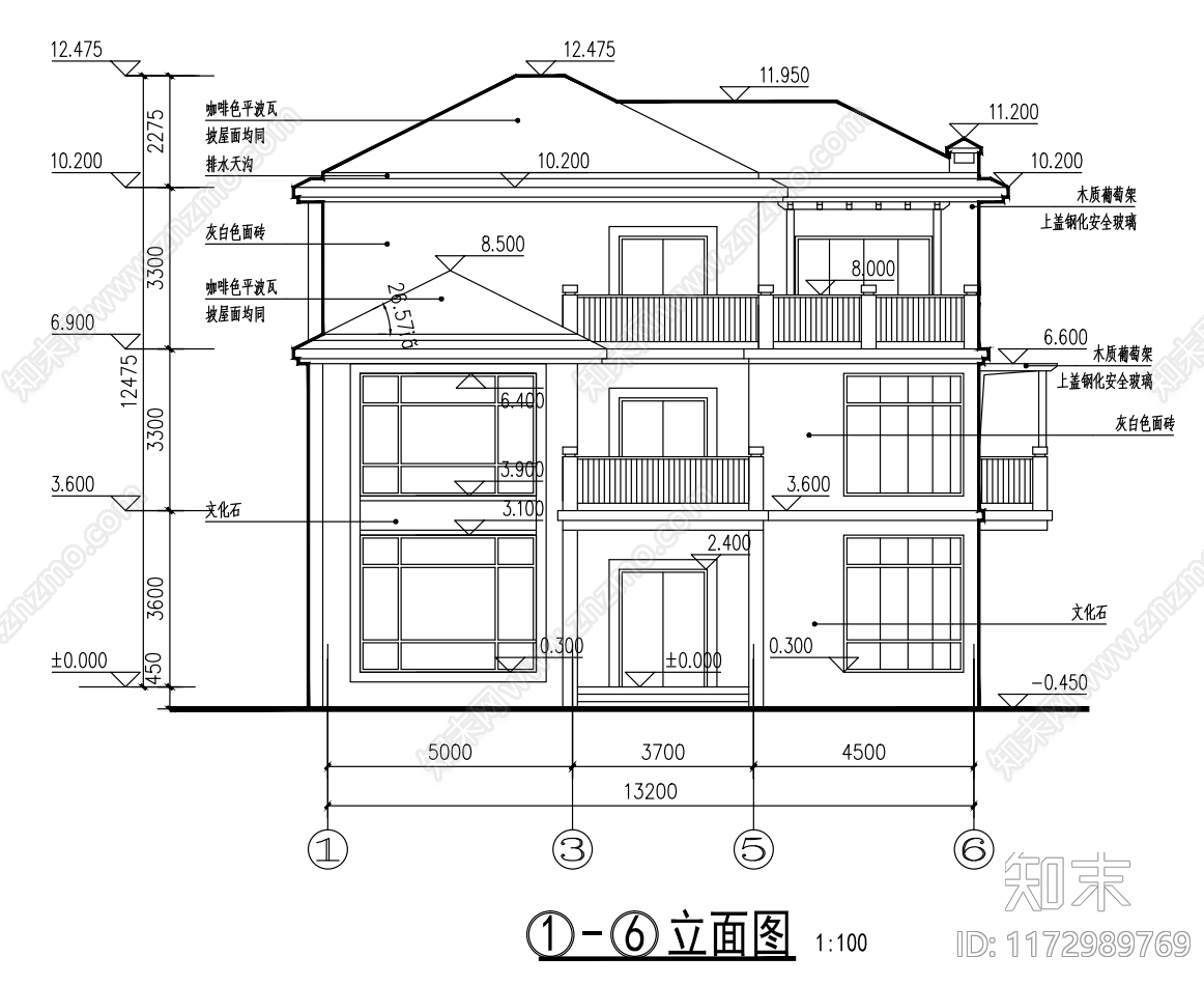 现代别墅建筑施工图下载【ID:1172989769】