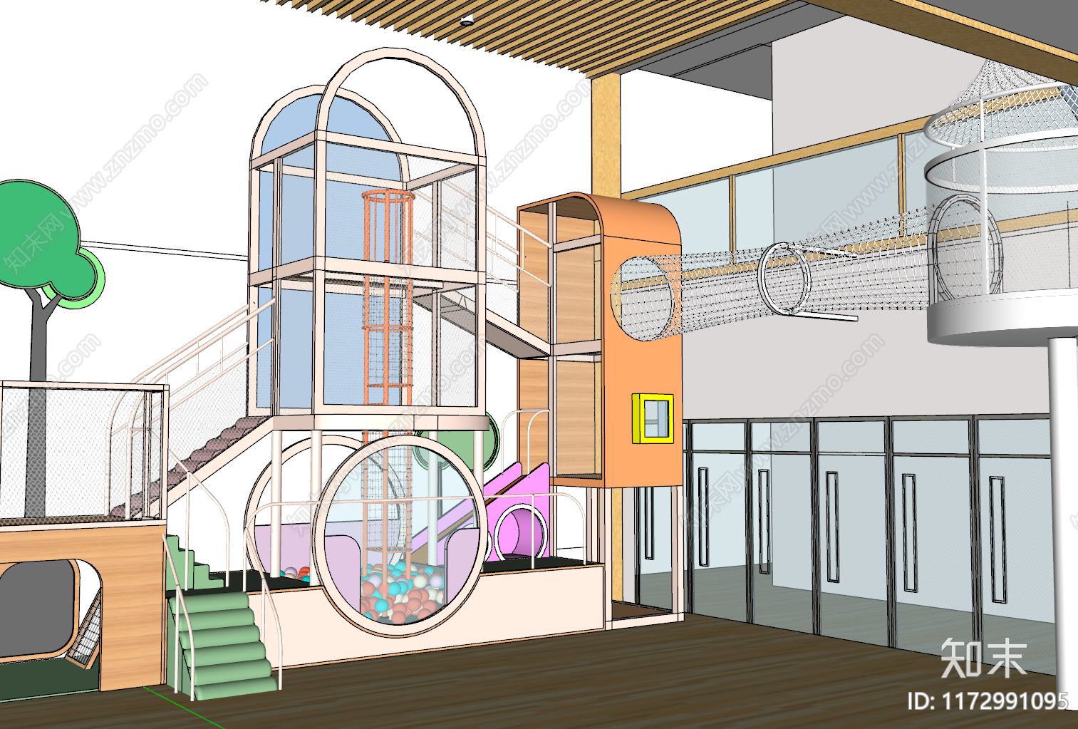 现代儿童游乐区SU模型下载【ID:1172991095】