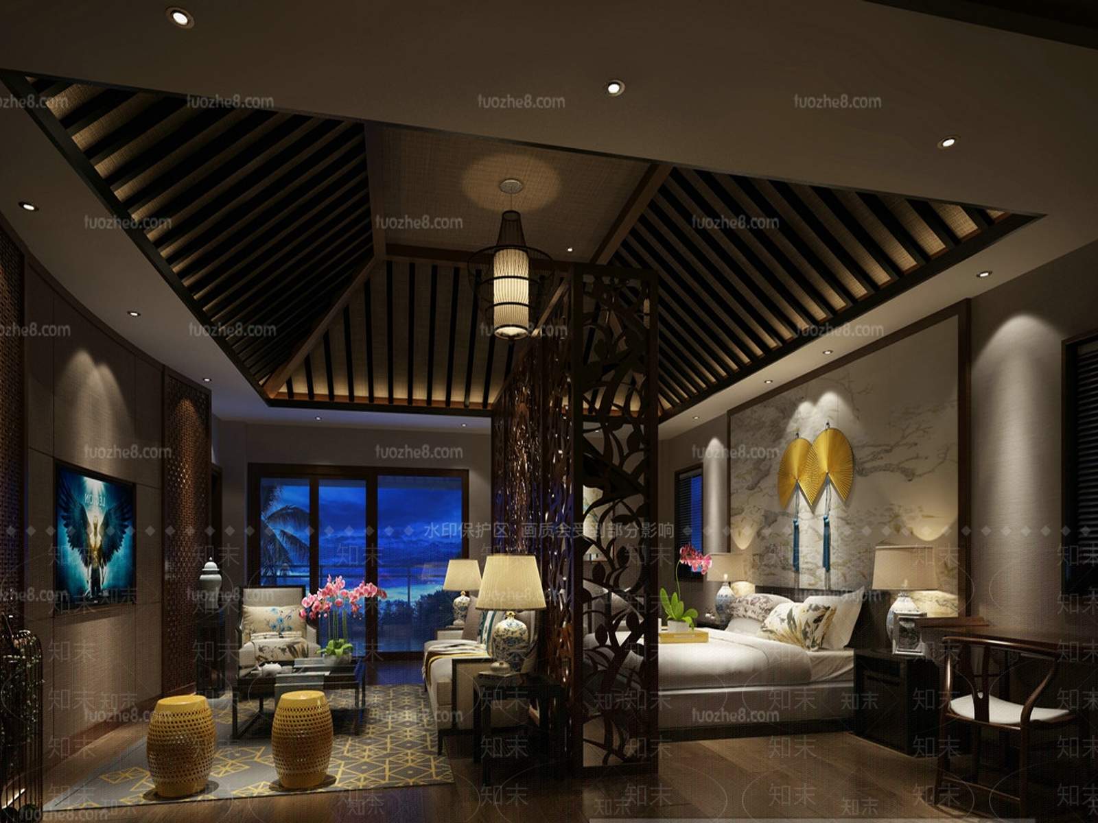 新中式酒店3D模型下载【ID:1172994645】
