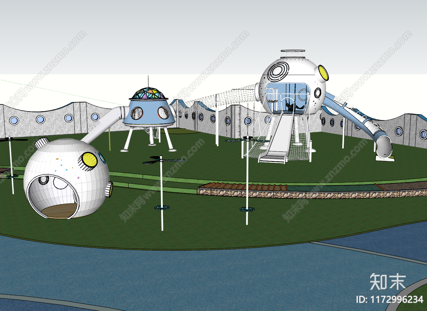 现代儿童游乐区SU模型下载【ID:1172996234】