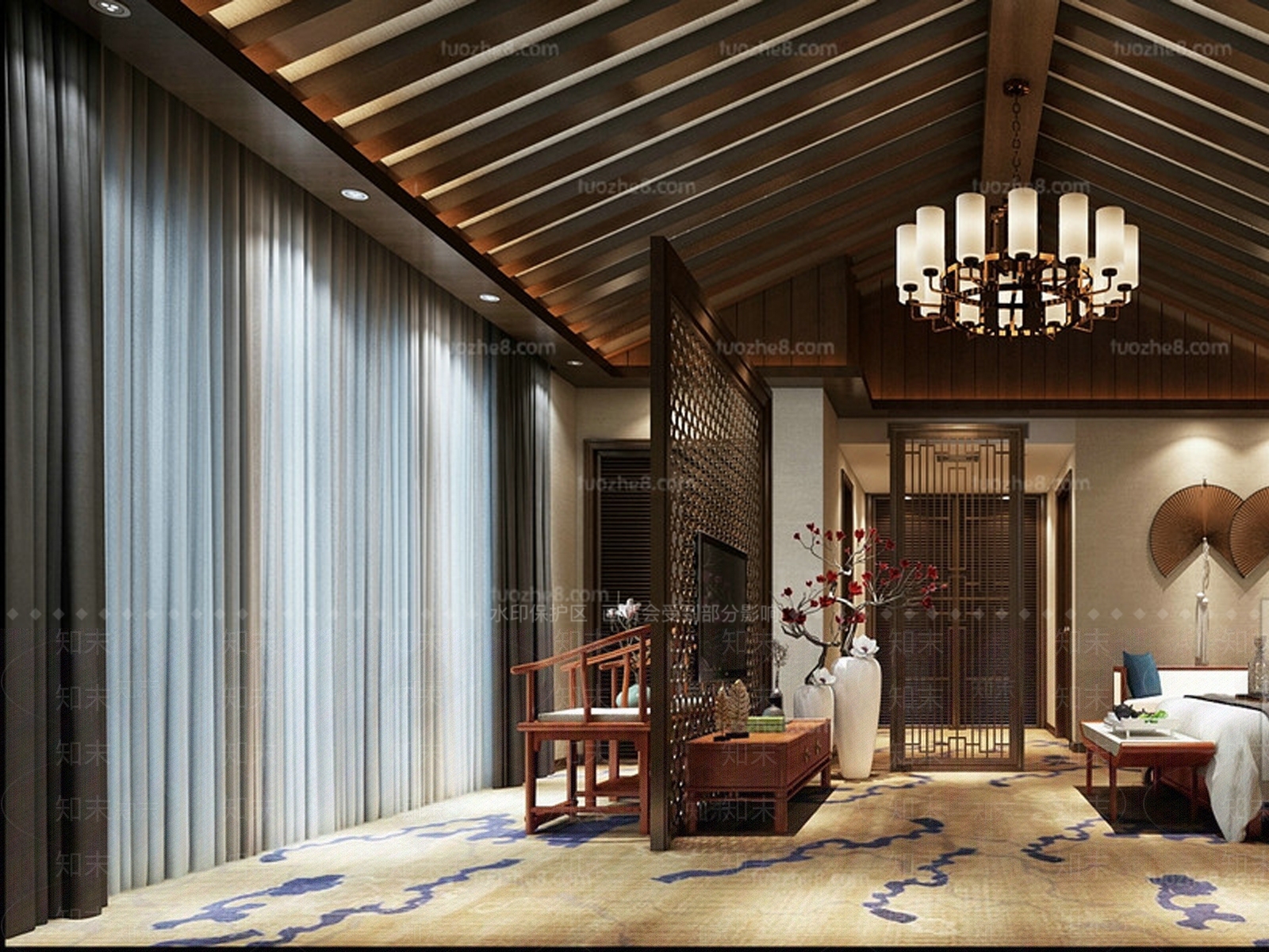 新中式酒店3D模型下载【ID:1172999140】