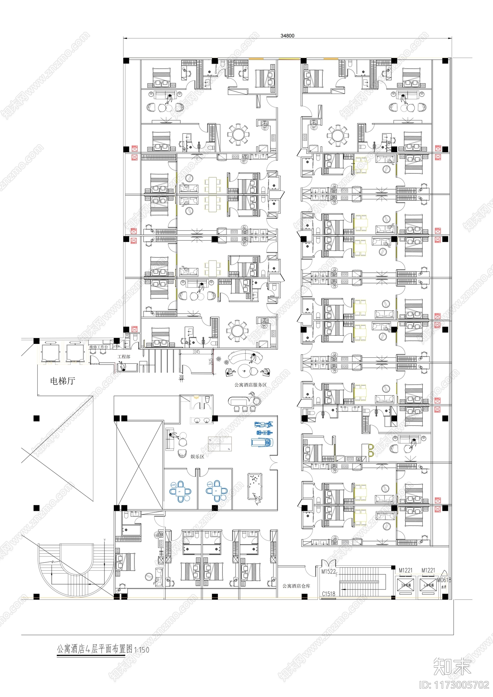 现代酒店施工图下载【ID:1173005702】