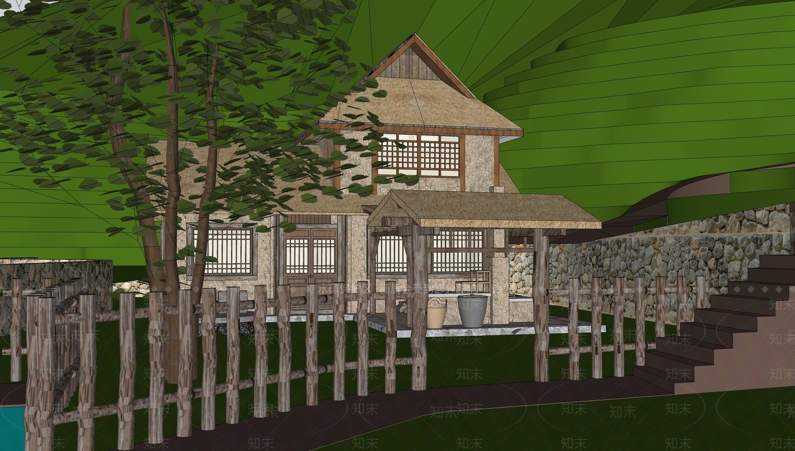 现代乡村民房SU模型下载【ID:1173007275】