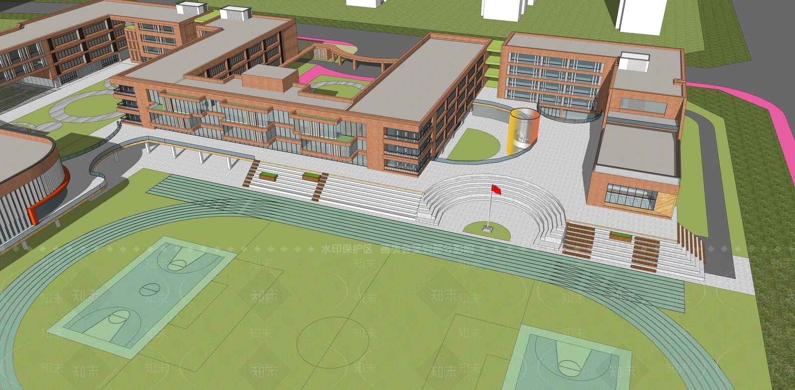 现代学校建筑SU模型下载【ID:1173010376】