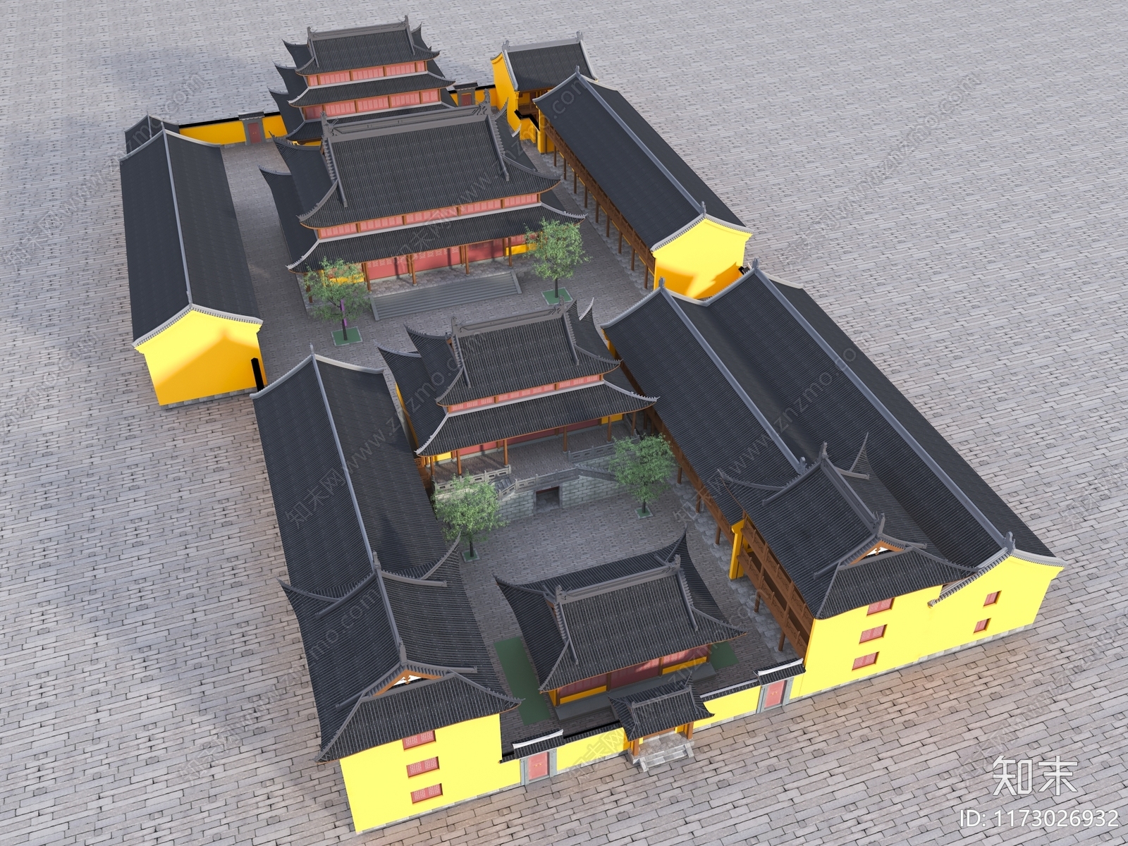 新中式中式古建3D模型下载【ID:1173026932】