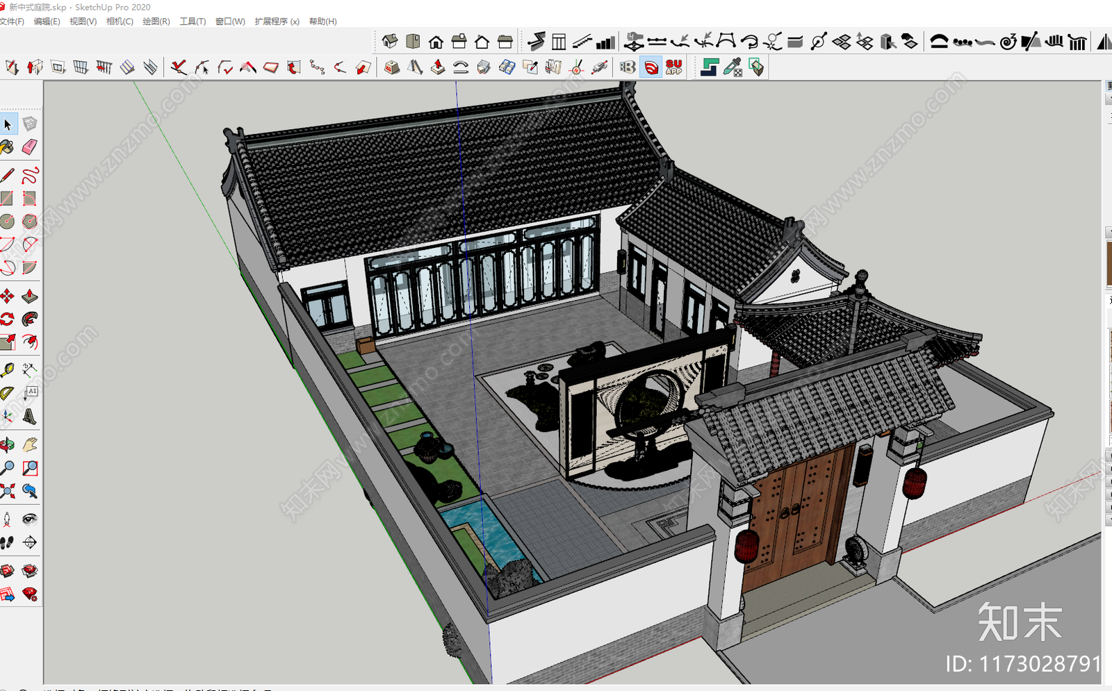 新中式乡村庭院SU模型下载【ID:1173028791】