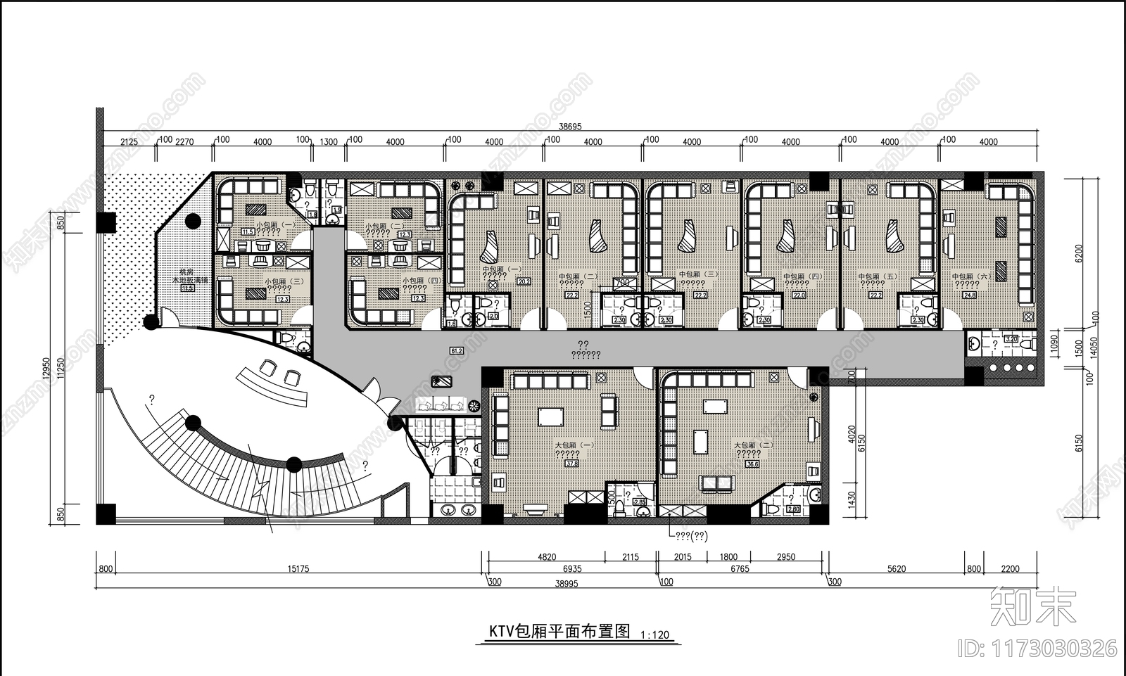 现代轻奢KTV施工图下载【ID:1173030326】