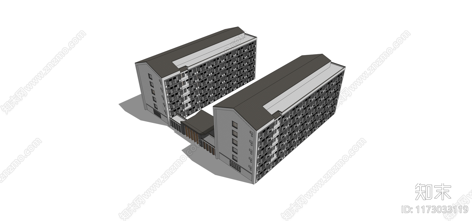 现代新中式学校建筑SU模型下载【ID:1173033119】