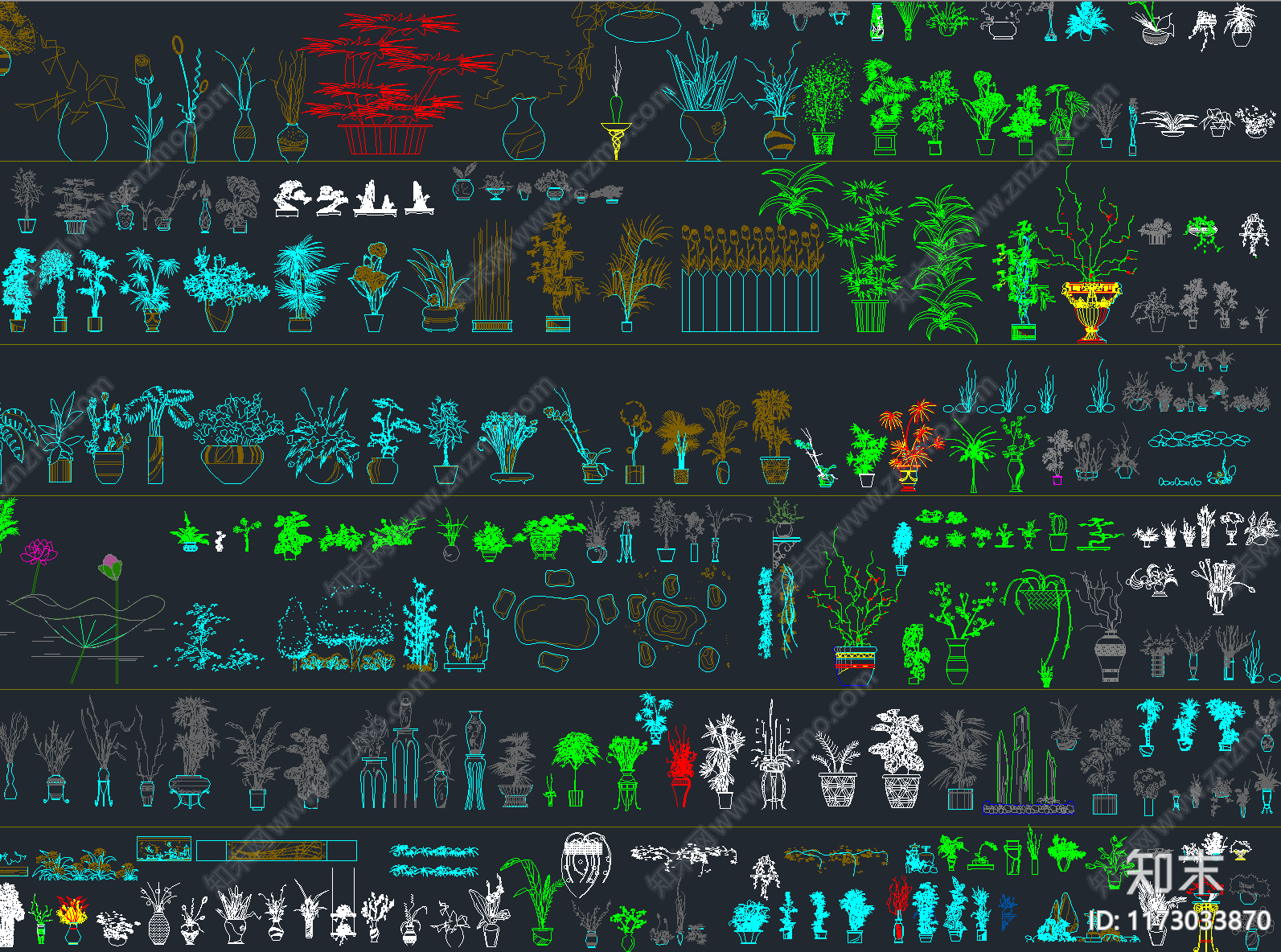 超全园林景观植物室内绿植CAD总图库施工图下载【ID:1173033870】