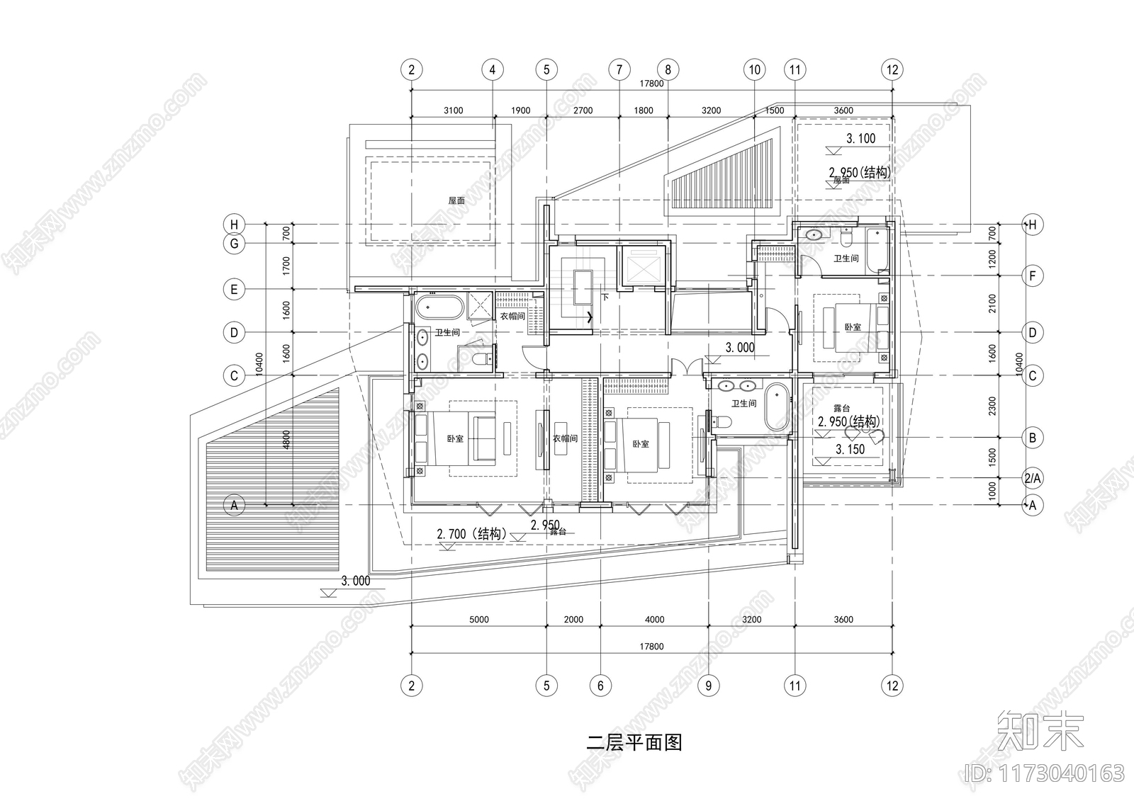 现代别墅建筑施工图下载【ID:1173040163】