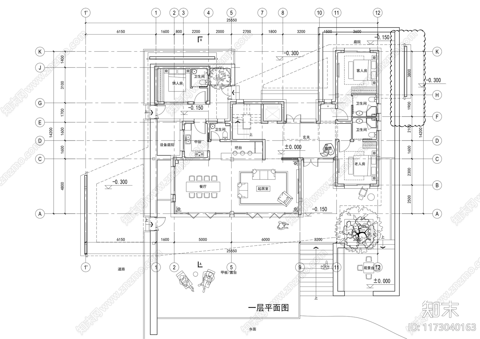 现代别墅建筑施工图下载【ID:1173040163】