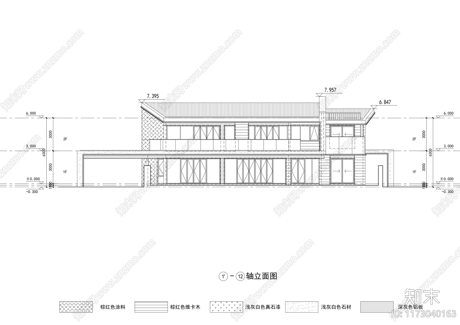 现代别墅建筑施工图下载【ID:1173040163】