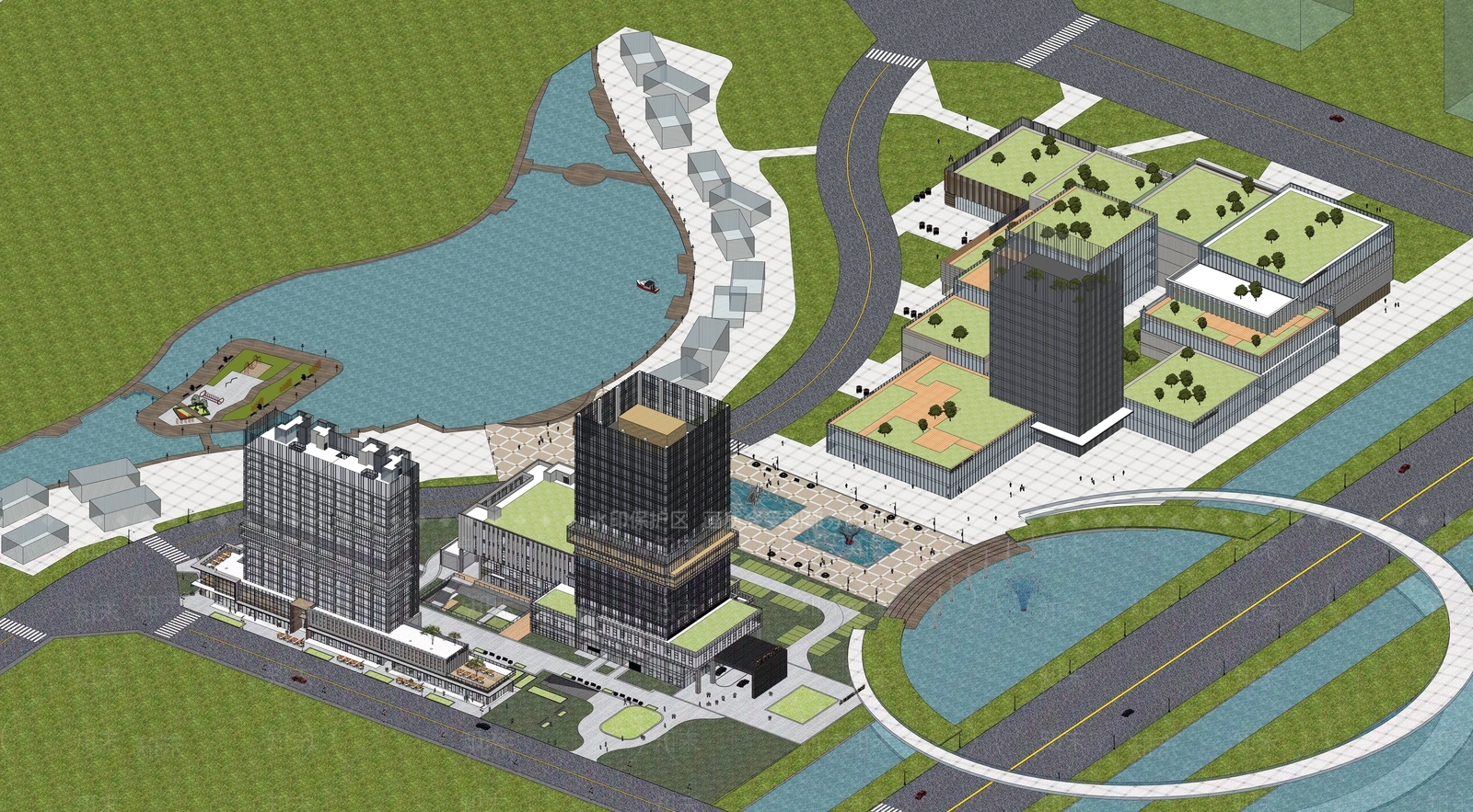 现代酒店建筑SU模型下载【ID:1173040253】