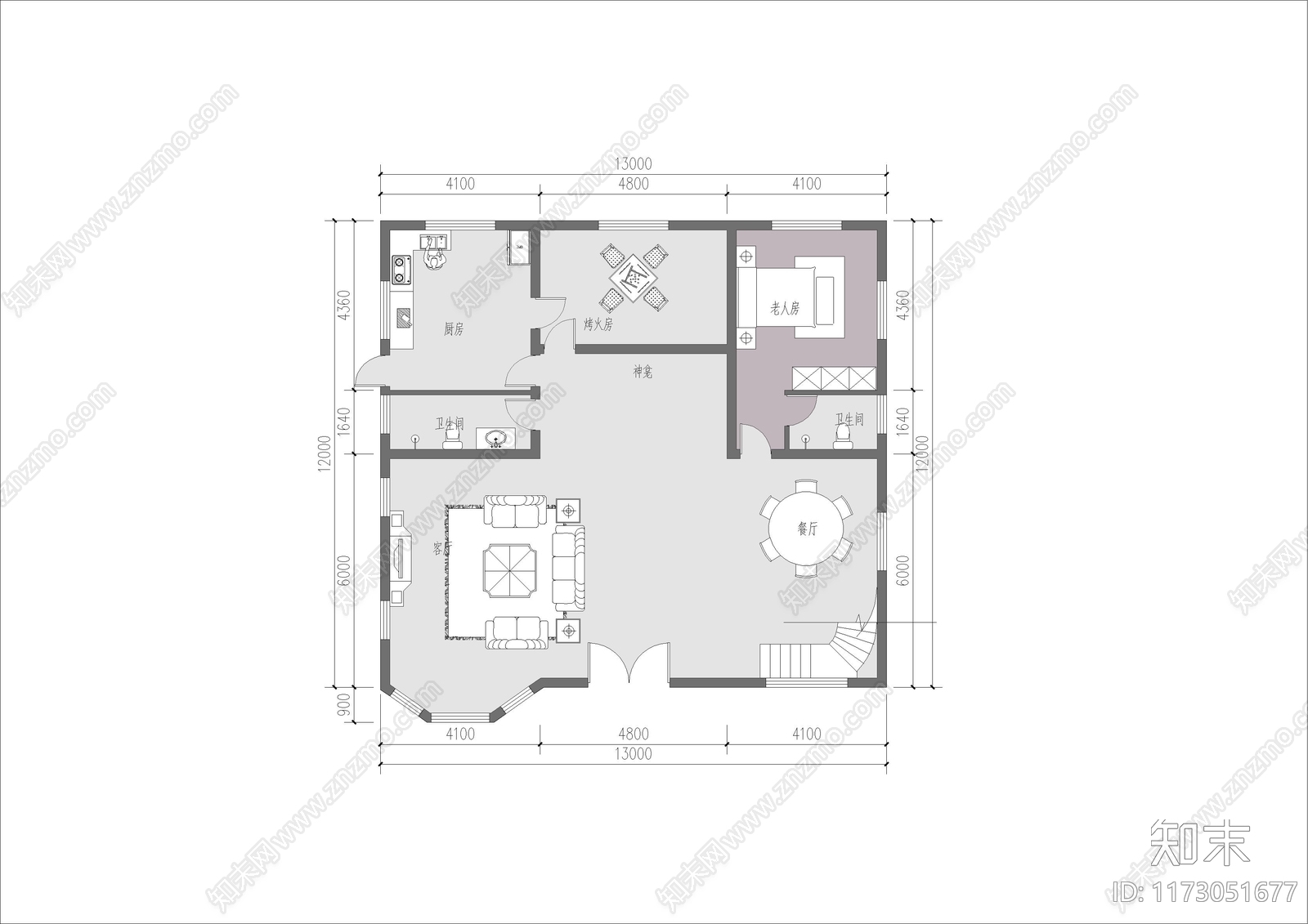 现代新中式别墅建筑施工图下载【ID:1173051677】