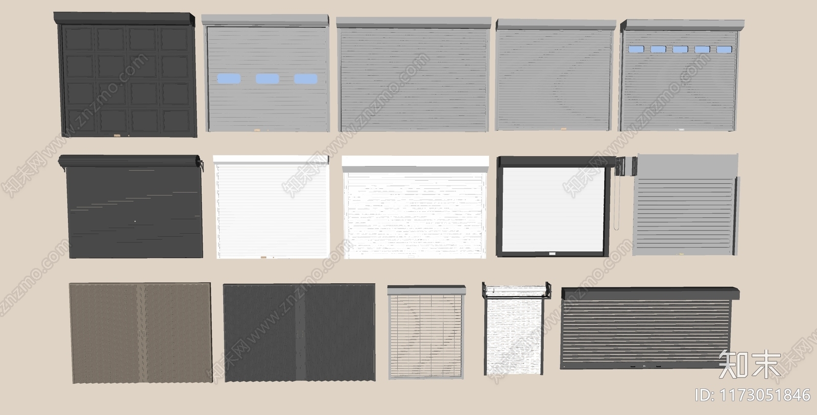 现代简约卷帘门SU模型下载【ID:1173051846】